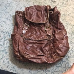 Brown leather back pack